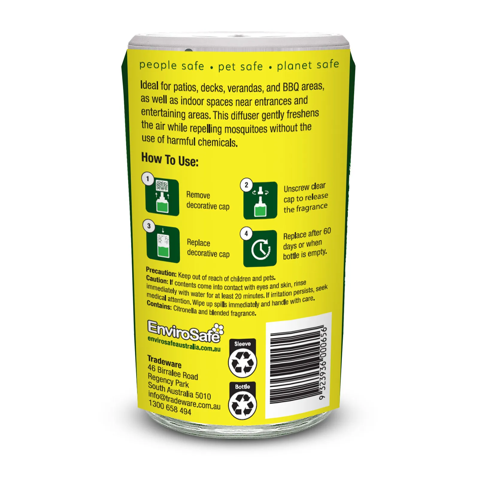 EnviroSafe Citronella Mosquito Diffuser back