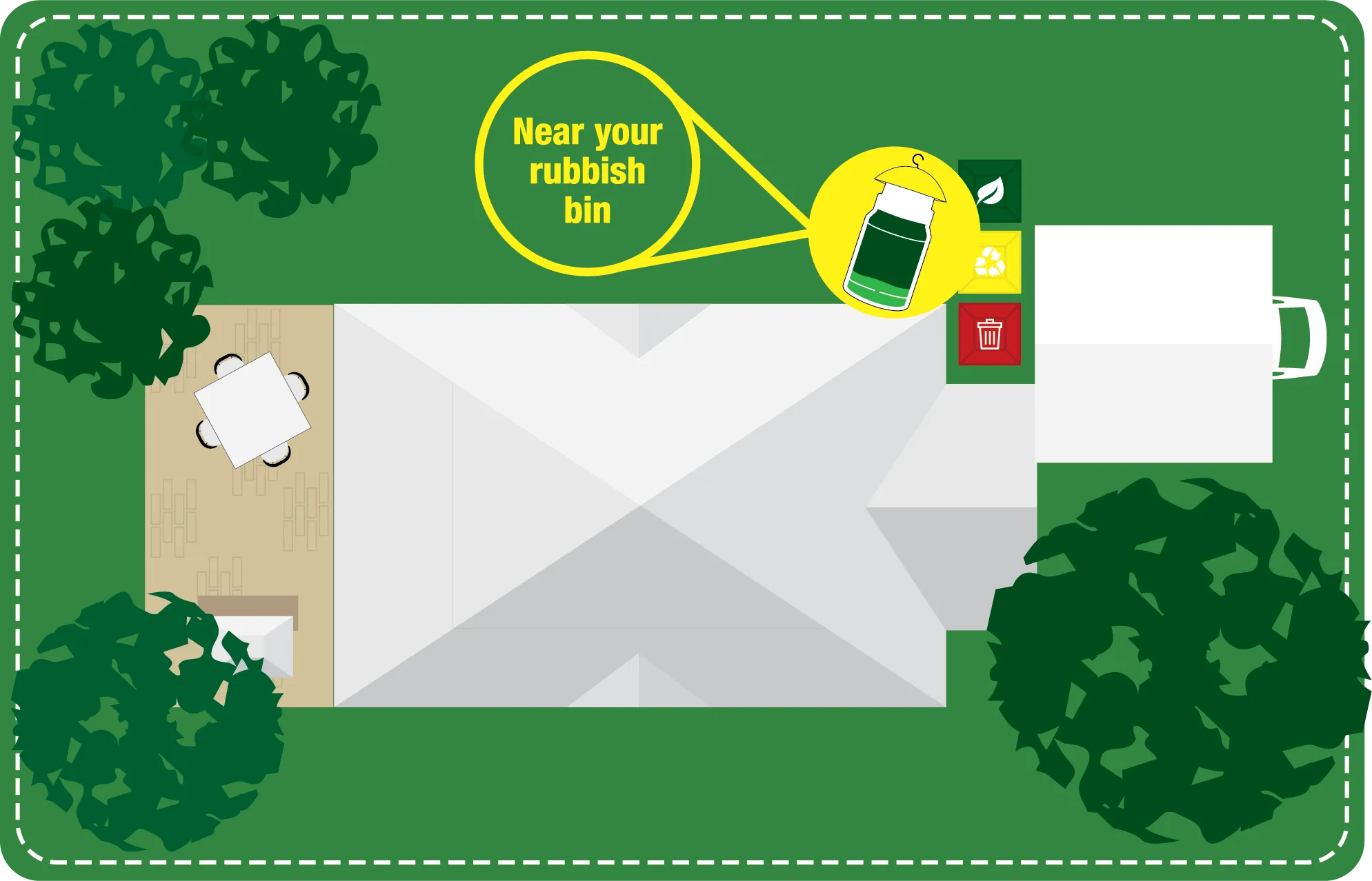 Place the fly trap near your rubbish bin